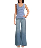 A Loves A Stripe Ribbed Knit Scoop Neck Sleeveless Tank
