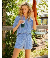 A Loves A Stripe Woven Mid Rise Coordinating Camp Shorts