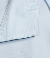A Loves A Tinted Denim Mock Bow Tie Neck 3/4#double; Puffed Balloon Sleeve Pleated Button Shoulder Tulip Hem Top