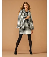 A Loves A Tulip Metallic Wool Blend Houndstooth Contrast Bow Round Neck Sleeveless A-Line Mini Dress