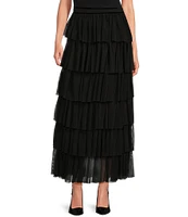 A Loves A Tulle High Rise Tiered Ruffle A-Line Maxi Skirt