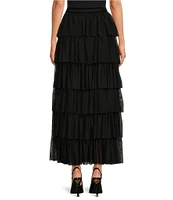 A Loves A Tulle High Rise Tiered Ruffle A-Line Maxi Skirt