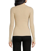 A Loves A Wool Blend Ribbed Knit Crew Neck Long Sleeve Fitted Tee Shirt