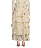 A Loves A Woven Embroidered High Rise Tiered Ruffle A-Line Midi Skirt