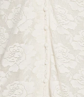 A Loves A Woven Embroidered Lace Sqaure Neck Spaghetti Tie Strap Button Front Tiered Flounce Maxi Dress