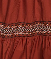 A Loves A Woven Embroidered Trim Tiered A-Line Coordinating Maxi Skirt