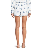 A Loves A Woven Floral Embroidered High Rise Pull On Coordinating Shorts