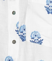 A Loves A Woven Floral Embroidered Point Collar Button Front Long Sleeve Coordinating Shirt