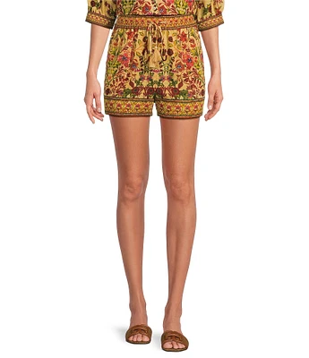 A Loves A Woven Floral Print High Rise Tassel Tie Coordinating Shorts