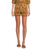 A Loves A Woven Floral Print High Rise Tassel Tie Coordinating Shorts