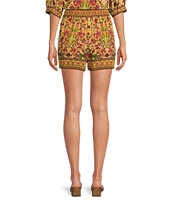 A Loves A Woven Floral Print High Rise Tassel Tie Coordinating Shorts