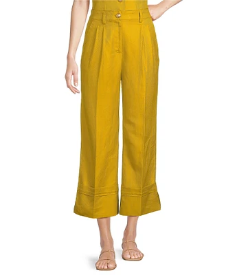 A Loves A Woven High Rise Pleated Wide Leg Pointed Cuff Coordinating Trousers