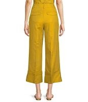 A Loves A Woven High Rise Pleated Wide Leg Pointed Cuff Coordinating Trousers