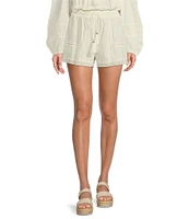 A Loves A Woven Lace High Rise Tassel Drawstring Coordinating Shorts