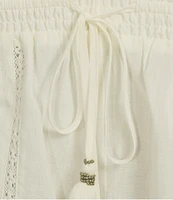 A Loves A Woven Lace High Rise Tassel Drawstring Coordinating Shorts