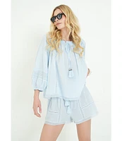 A Loves A Woven Lace High Rise Tassel Drawstring Coordinating Shorts
