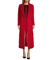 A Loves A Woven Notch Lapel Collar V-Neck Double Breasted Long Sleeve Button Front Blazer Trench Topcoat