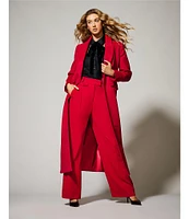 A Loves A Woven Notch Lapel Collar V-Neck Double Breasted Long Sleeve Button Front Blazer Trench Topcoat