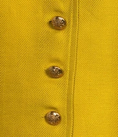 A Loves A Woven Scoop Neck Embellished Button Front Sleeveless Cropped Coordinating Vest