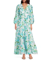 Abbey Glass Brooke Floral Long Sleeve V-Neck Maxi Dress