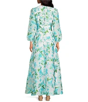 Abbey Glass Brooke Floral Long Sleeve V-Neck Maxi Dress