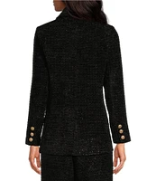 Abbey Glass Calvin Boucle Tweed Notch Lapel Long Sleeve Button Front Double Breasted Blazer