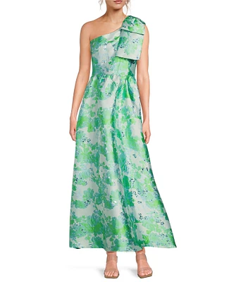 Abbey Glass Caroline Organza Floral One Shoulder Gown