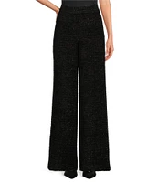 Abbey Glass Carter Boucle Tweed Wide Leg Flat Front Thick High Waistband Trouser Pants