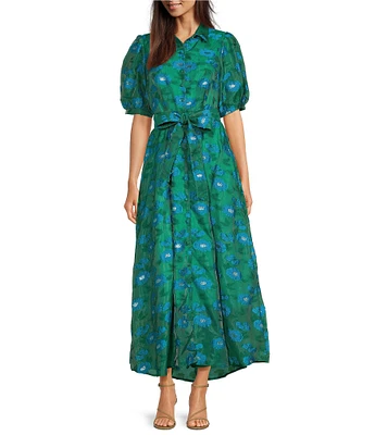 Abbey Glass Charlotte Floral Print Short Sleeve V-Neck Fit and Flare Dress