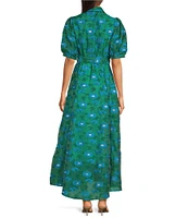 Abbey Glass Charlotte Floral Print Short Sleeve V-Neck Fit and Flare Dress