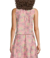Abbey Glass Coordinating Ava Jacquard Scoop Neck Sleeveless Cropped Top