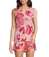 Abbey Glass Coordinating Zoe Retro Jacquard Crew Neck Sleeveless Top