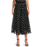 Abbey Glass Eden Lace Sequin Midi A-Line Skirt