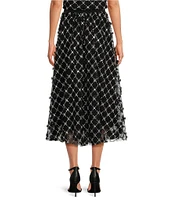 Abbey Glass Eden Lace Sequin Midi A-Line Skirt