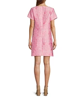 Abbey Glass Lulu Jacquard V-Neck Short Sleeve Mini Shift Dress