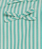 Abbey Glass Marty Stripe Print Crew Neckline Short Puff Sleeve Poplin Mini Shift Dress