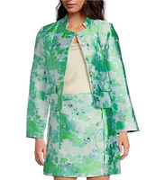 Abbey Glass Metallic Brocade Button Front Onassis Jacket
