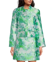 Abbey Glass Metallic Brocade Button Front Onassis Jacket