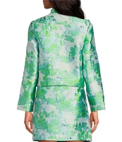 Abbey Glass Metallic Brocade Button Front Onassis Jacket