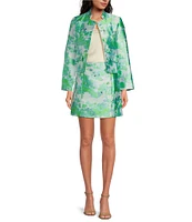 Abbey Glass Metallic Brocade Button Front Onassis Jacket