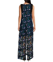 Abbey Glass Michelle Floral Lace High Boat Neck Bow Shoulder Sleeveless Shift Gown