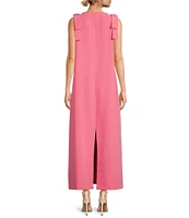 Abbey Glass Michelle High Boat Neck Sleeveless Bow Shoulder Detail Shift Dress