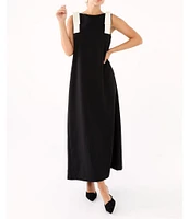 Abbey Glass Michelle High Boat Neck Sleeveless Bow Shoulder Detail Shift Dress