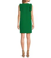 Abbey Glass Michelle Sleeveless Bow Shoulder Detail Boat Neck Shift Dress