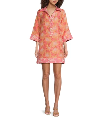 Piper V-Neck 3/4 Sleeve Caftan Mini Dress