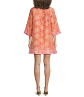Piper V-Neck 3/4 Sleeve Caftan Mini Dress