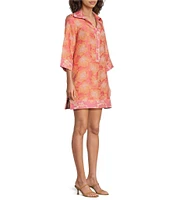 Piper V-Neck 3/4 Sleeve Caftan Mini Dress