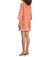 Piper V-Neck 3/4 Sleeve Caftan Mini Dress