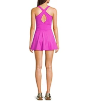 Active Seamed Bodice Pull-On Mini Tennis Dress