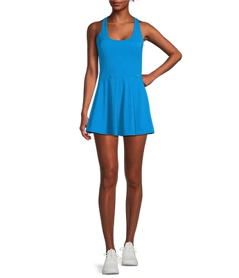 Active Seamed Bodice Pull-On Mini Tennis Dress